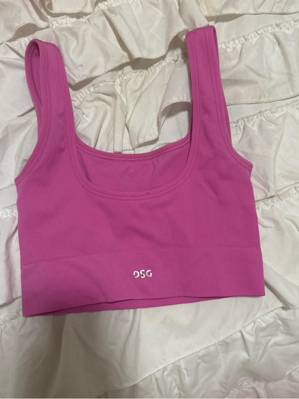 DSG Hot Pink Ribbed Scoop Neck Sports Bra